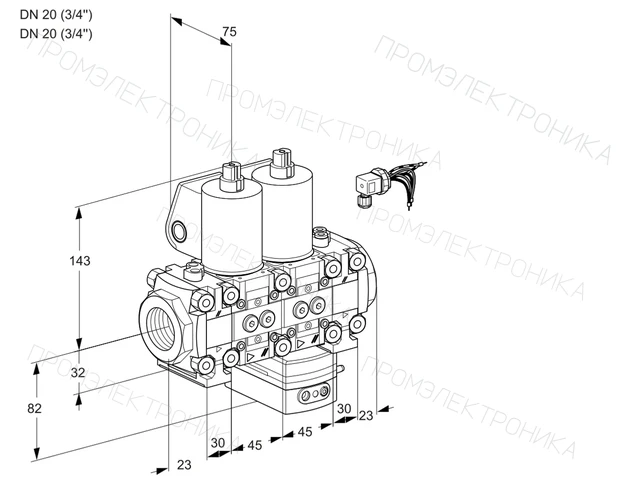 Kromschroder VCG 1E20R/20R05FNGEVQL/PPPP/MMMM — двойной электромагнитный газовый клапан — 88104839