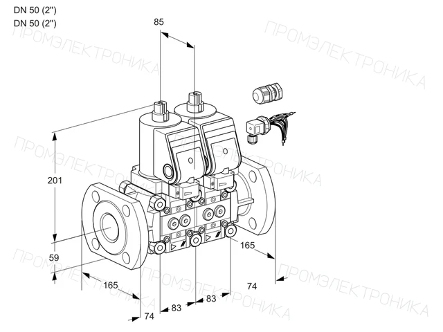 Kromschroder VCS 3E50F/50F05NNKGR8/PPPP/PPPP — двойной электромагнитный газовый клапан — 88107659