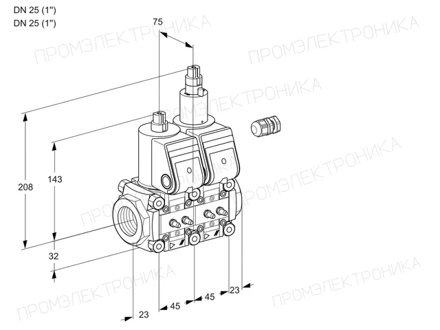 Kromschroder VCS 1E25R/25R05NLWR/MMMM/MMMM — двойной электромагнитный газовый клапан — 88104367