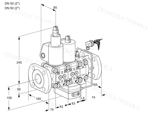 Kromschroder VCH 3E50F/50F05LHEVWL/PPPP/PPPP — двойной электромагнитный газовый клапан — 88107499