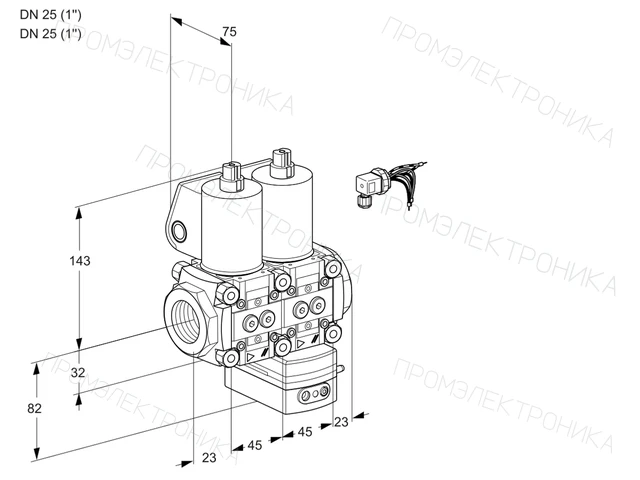 Kromschroder VCG 1E25R/25R05NGKWL/PPPP/MMPP — двойной электромагнитный газовый клапан — 88101200
