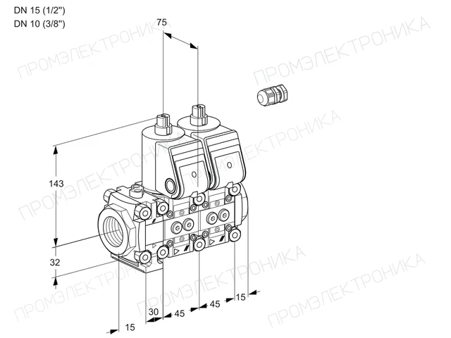 Kromschroder VCS 1E15R/10R05FNNWR3/PPPP/PPPP — двойной электромагнитный газовый клапан — 88105908
