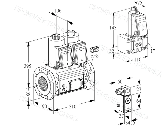 Kromschroder VCS 780F05NNWR3E/3-Z-/4-2P — двойной электромагнитный газовый клапан — 88207417