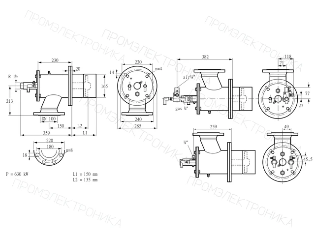 Kromschroder ZIO 165KBL-150/135-(40E)D — промышленная газовая горелка — 84099748