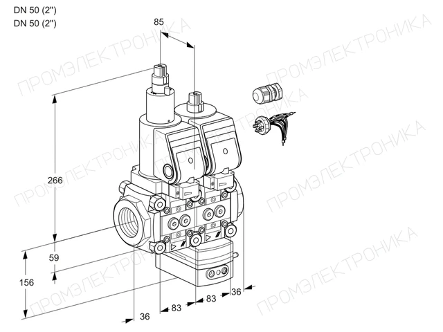 Kromschroder VCH 3E50R/50R05LHEWGR7/PPPP/PPPP — двойной электромагнитный газовый клапан — 88102822