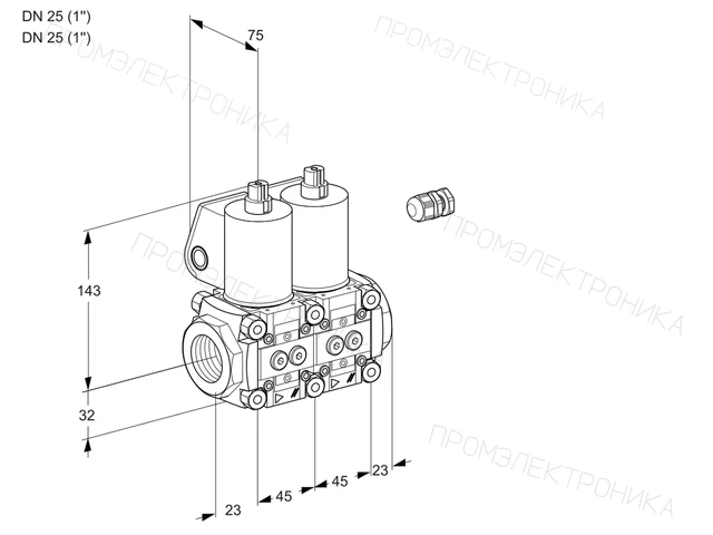 Kromschroder VCS 1E25R/25R05NNWL/PPPP/PPPP — двойной электромагнитный газовый клапан — 88103489