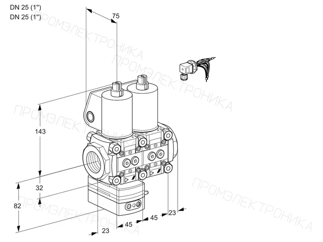 Kromschroder VCD 1E25R/25R05D-100NWL/PPPP/PPPP — двойной электромагнитный газовый клапан — 88103234