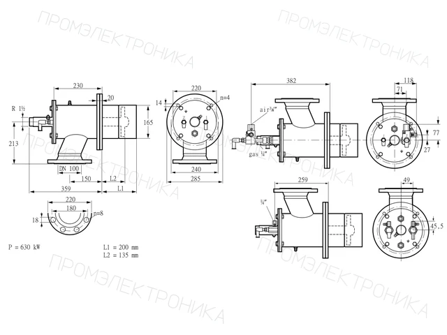 Kromschroder ZIO 165HBL-200/135-(24E)D — промышленная газовая горелка — 84099946