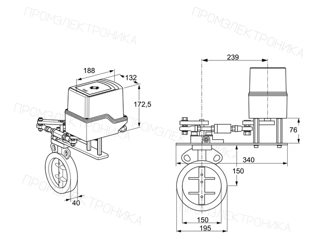 Kromschroder IDR 150Z03A100GA/50-30W20E — дисковая поворотная заслонка — 88302694