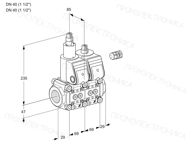 Kromschroder VCS 2E40R/40R05LNWR/PPPP/PPPP — двойной электромагнитный газовый клапан — 88104910