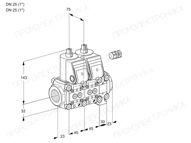 Kromschroder VCS 1E25R/25R05NNVQR/PPPP/PPPP — двойной электромагнитный газовый клапан — 88103111