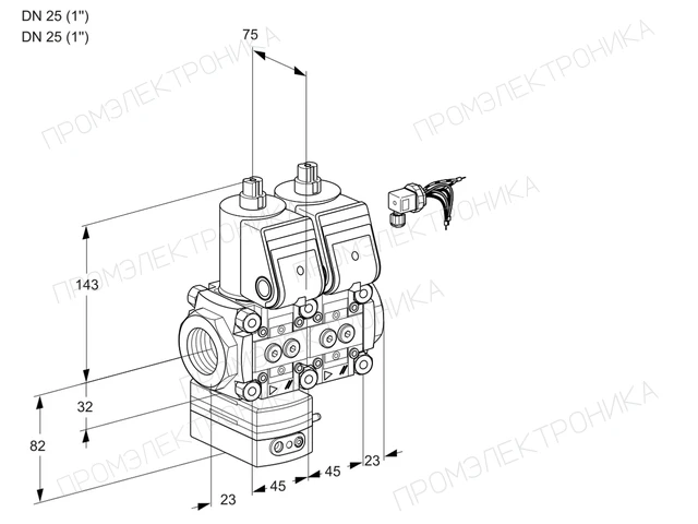Kromschroder VCG 1E25R/25R05GENWR/PPPP/PPPP — двойной электромагнитный газовый клапан — 88103448