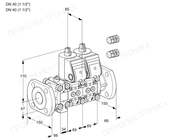 Kromschroder VCS 2E40F/40F05FNNWR3/PPPP/PPPP — двойной электромагнитный газовый клапан — 88101236
