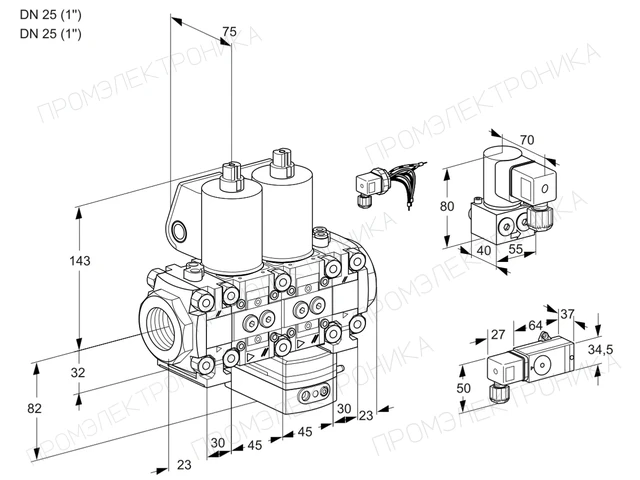 Kromschroder VCG 1E25R/25R05FNGEVWL/PPBY/PPMM — двойной электромагнитный газовый клапан — 88106021
