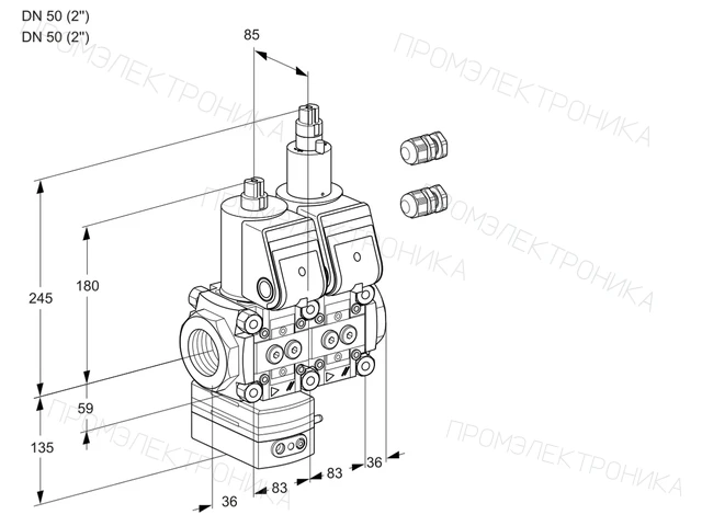 Kromschroder VCG 3E50R/50R05GELQR3/PPPP/PPPP — двойной электромагнитный газовый клапан — 88100848