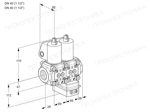 Kromschroder VCG 2T40N/40N05NGAQL/PPPP/MMMM — двойной электромагнитный газовый клапан — 88101011
