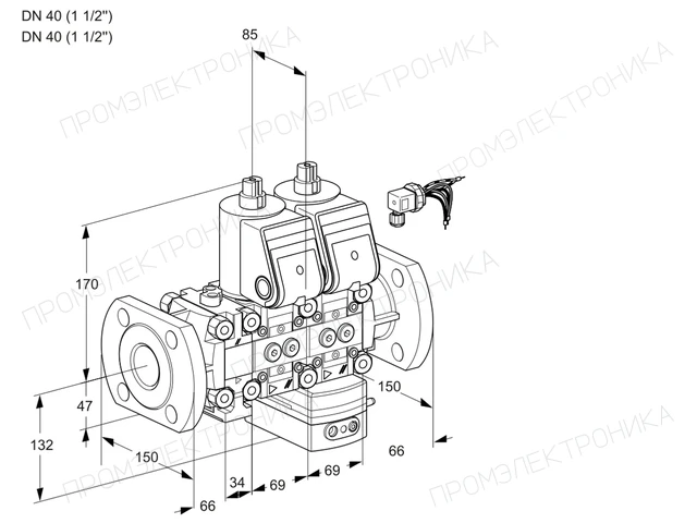Kromschroder VCV 2E40F/40F05FNVKWR/PPPP/PPPP — двойной электромагнитный газовый клапан — 88100895