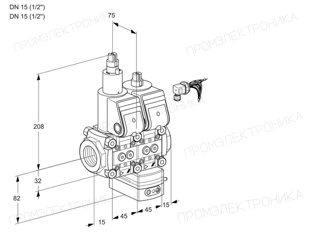 Kromschroder VCG 1E15R/15R05LGEWR/PPPP/PPPP — двойной электромагнитный газовый клапан — 88105146