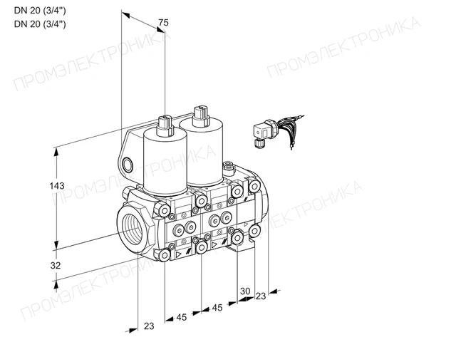 Kromschroder VCS 1E20R/20R05NNVWL/PPPP/PPPP — двойной электромагнитный газовый клапан — 88107452