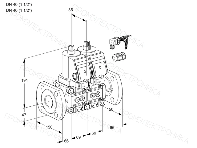 Kromschroder VCS 2E40F/40F05NNKGR8/PPPP/PPPP — двойной электромагнитный газовый клапан — 88102817