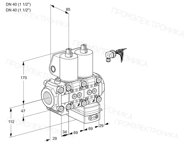 Kromschroder VCG 2E40R/40R05FNGEWL/PPPP/PPPP — двойной электромагнитный газовый клапан — 88104943