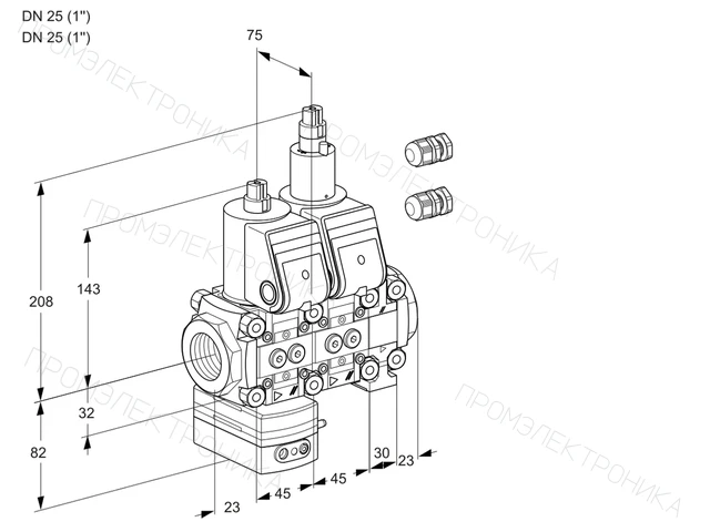 Kromschroder VCD 1E25R/25R05D-100LVWR3/PPPP/PPPP — двойной электромагнитный газовый клапан — 88107824