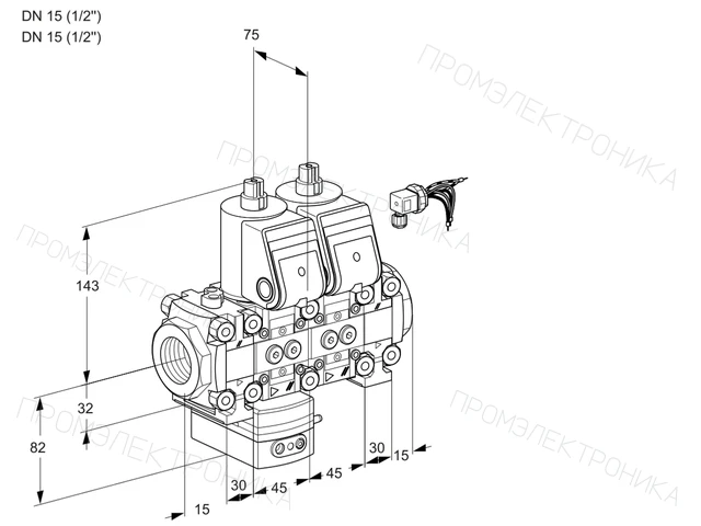 Kromschroder VCD 1E15R/15R05FD-25NVWR/PPPP/PPPP — двойной электромагнитный газовый клапан — 88103845