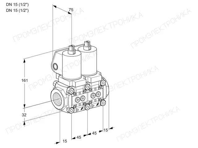 Kromschroder VCS 1T15N/15N05NNQGL/PPPP/PPPP — двойной электромагнитный газовый клапан — 88100497