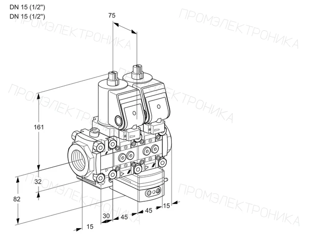Kromschroder VCD 1T15N/15N05FND-50QSR/PPPP/PPPP — двойной электромагнитный газовый клапан — 88103063