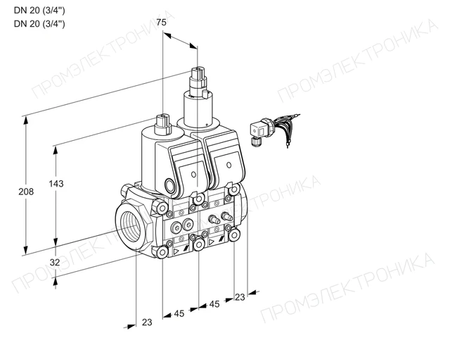 Kromschroder VCS 1E20R/20R05NLWR/PPMM/PPPP — двойной электромагнитный газовый клапан — 88104218