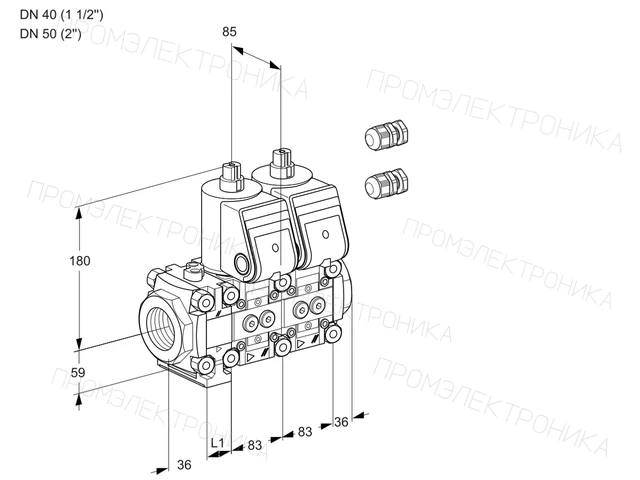 Kromschroder VCS 3E40R/50R05FNNWR3/PPPP/PPPP — двойной электромагнитный газовый клапан — 88106070