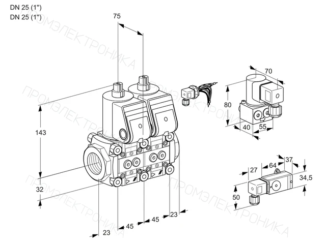 Kromschroder VCS 1E25R/25R05NNWR/PP-1/PPBY — двойной электромагнитный газовый клапан — 88105286