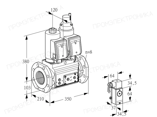 Kromschroder VCS 8T100A05NLQSRE/3-P4/PPVP — двойной электромагнитный газовый клапан — 88204039