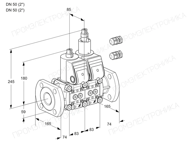 Kromschroder VCS 3E50F/50F05NLQR3/PPPP/PPPP — двойной электромагнитный газовый клапан — 88100135