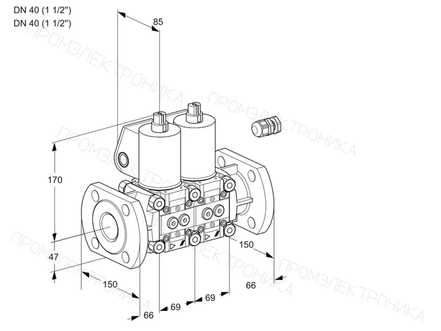 Kromschroder VCS 2E40F/40F05NNKL6/PPPP/PPPP — двойной электромагнитный газовый клапан — 88107517
