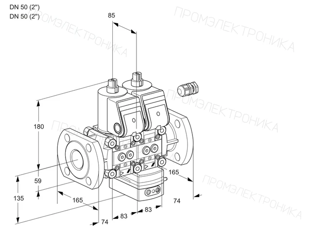 Kromschroder VCG 3E50F/50F05NGEWR/PPPP/PPPP — двойной электромагнитный газовый клапан — 88100505