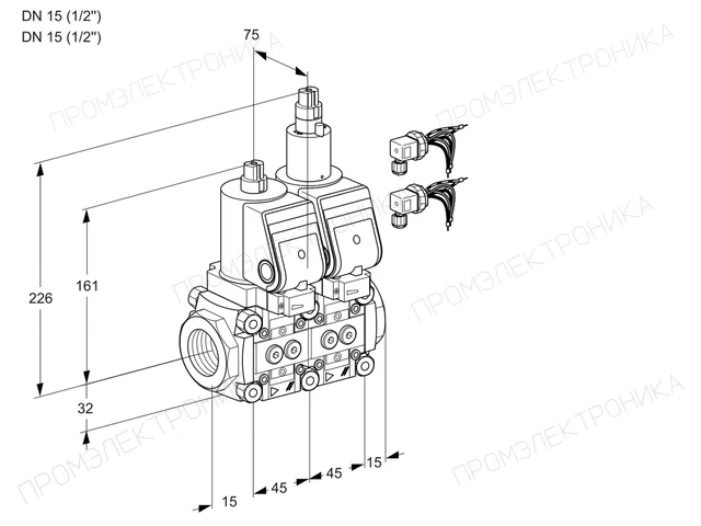 Kromschroder VCS 1E15R/15R05NLWGR8/PPPP/PPPP — двойной электромагнитный газовый клапан — 88104322