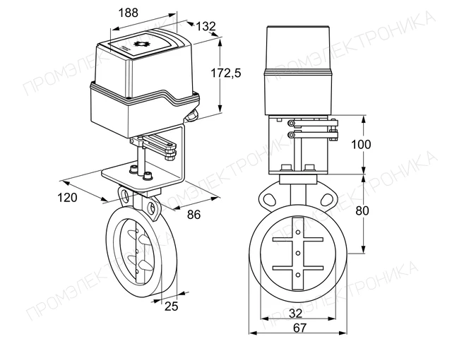 Kromschroder IDR 32Z03D100AU/50-15W15E — дисковая поворотная заслонка — 88302781