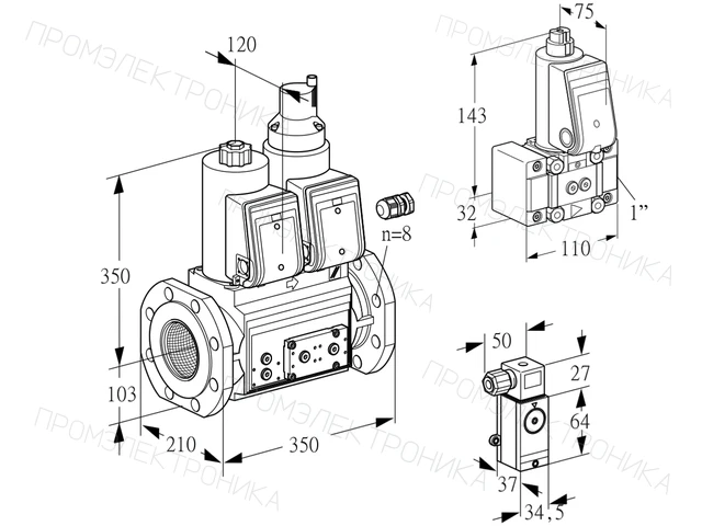 Kromschroder VCS 8100F05NLWR3E/P3PP/PPZ- — двойной электромагнитный газовый клапан — 88204098