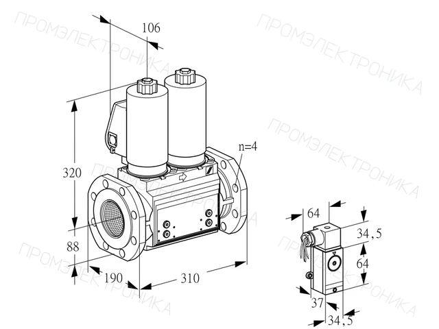 Kromschroder VCS 7T80A05NNQGLB/P4PP/MMPM — двойной электромагнитный газовый клапан — 88204345