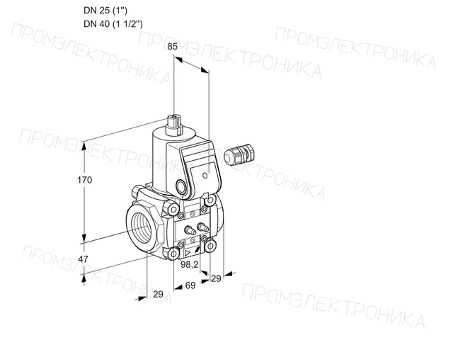 Kromschroder VAS 225/40R/NQ — электромагнитный газовый клапан — 88003780