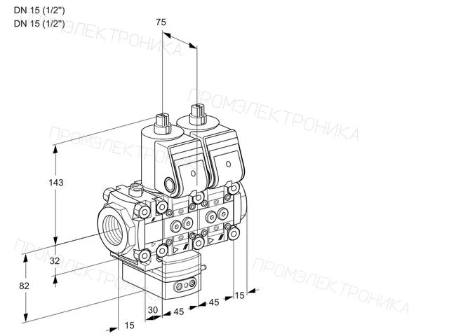 Kromschroder VCD 1T15N/15N05FD-50NQR/PPPP/PPPP — двойной электромагнитный газовый клапан — 88101971