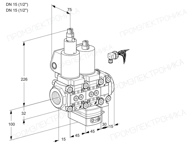 Kromschroder VCH 1E15R/15R05LHEVQSL/PPPP/PPPP — двойной электромагнитный газовый клапан — 88104013