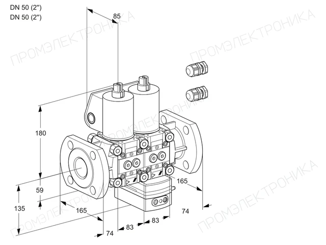 Kromschroder VCG 3E50F/50F05NGEWL3/PPPP/PPPP — двойной электромагнитный газовый клапан — 88104348