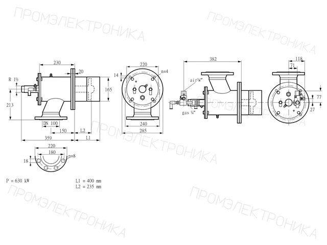 Kromschroder ZIO 165RML-400/235-(37)DB — промышленная газовая горелка — 84099882