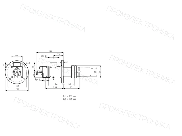 Kromschroder BIC 65HB-700/735-(34)EB — промышленная газовая горелка — 84099631