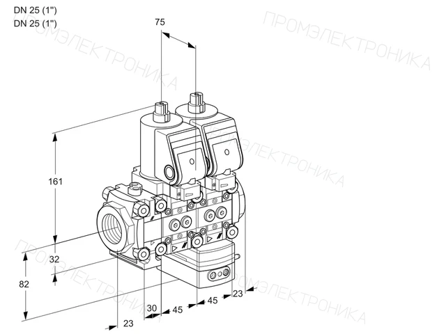Kromschroder VCD 1T25N/25N05FND-50QSR/PPPP/PPPP — двойной электромагнитный газовый клапан — 88103064