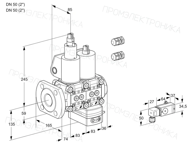 Kromschroder VCG 3E50F/50R05LGEWL3/PPPP/PP3- — двойной электромагнитный газовый клапан — 88107214