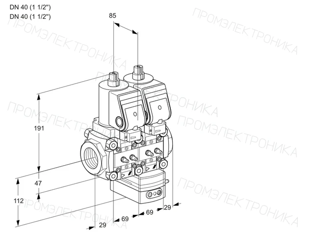 Kromschroder VCG 2T40N/40N05NGAQGR/MMMM/PPPP — двойной электромагнитный газовый клапан — 88100773