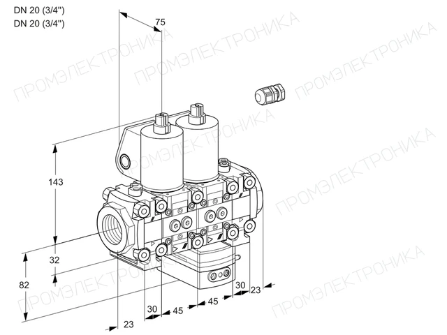 Kromschroder VCG 1E20R/20R05FNGEVWL/PPPP/PPPP — двойной электромагнитный газовый клапан — 88100187